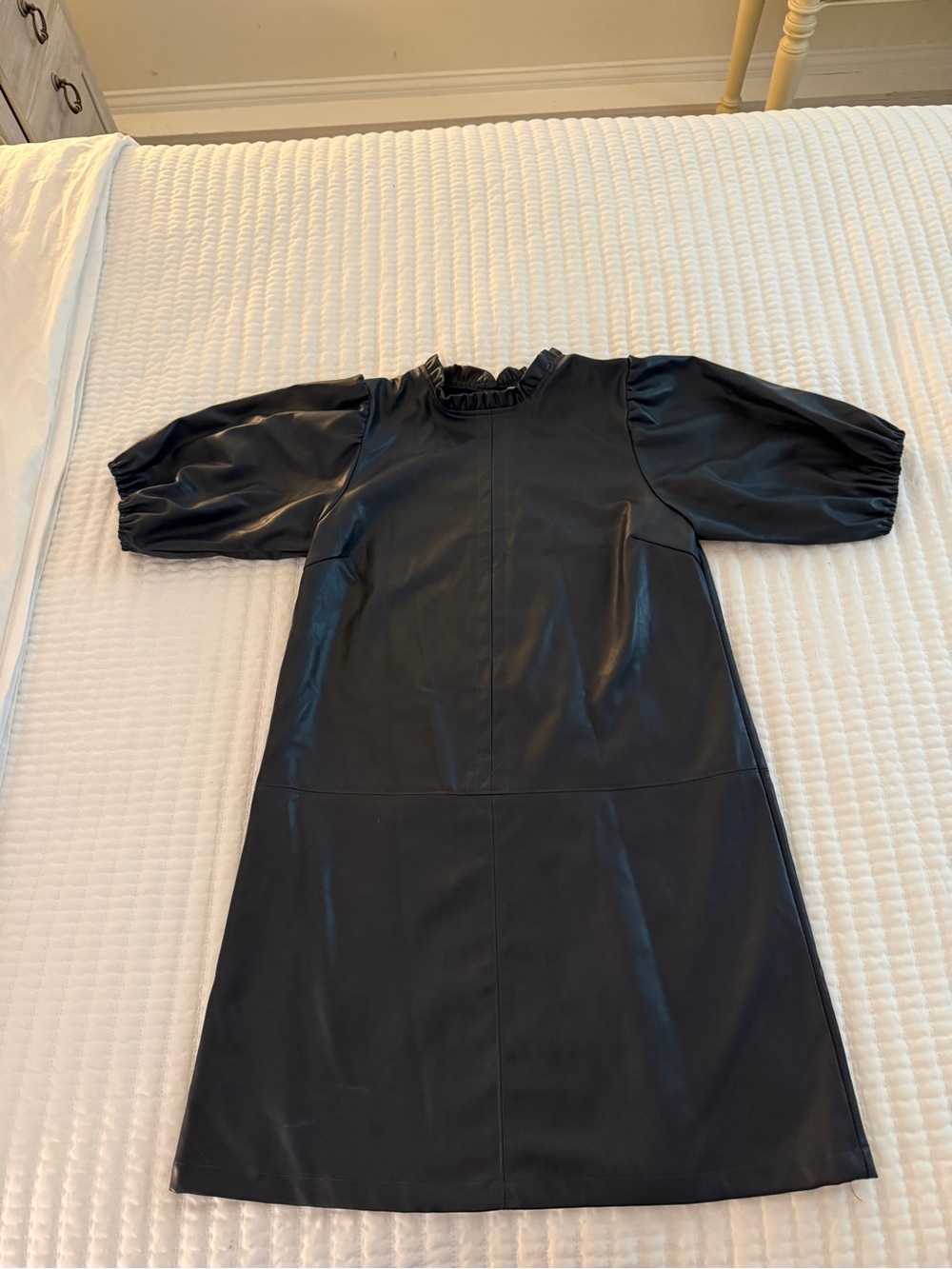 THML Black Faux Leather Ruffle-Trim dresses